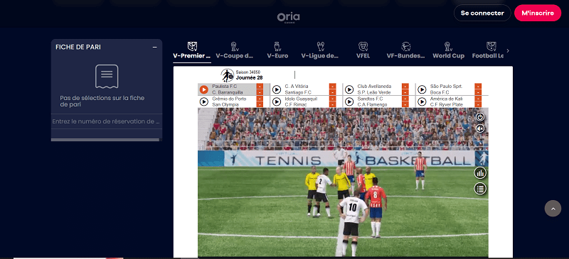 Paris sportifs virtuels sur Oria casino